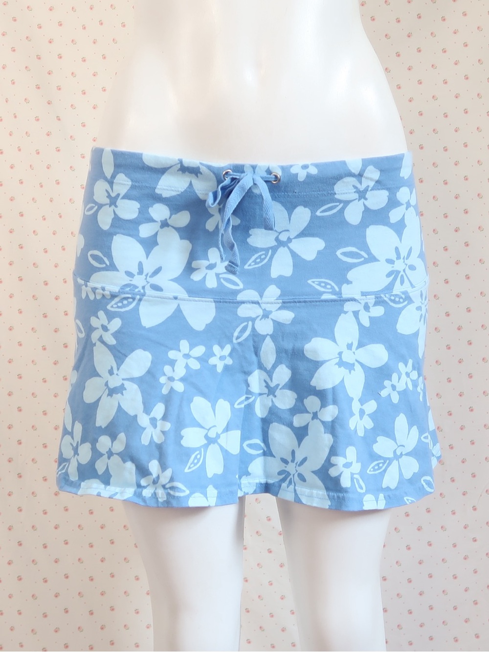 SO Light Blue and White Floral Swim Skirt